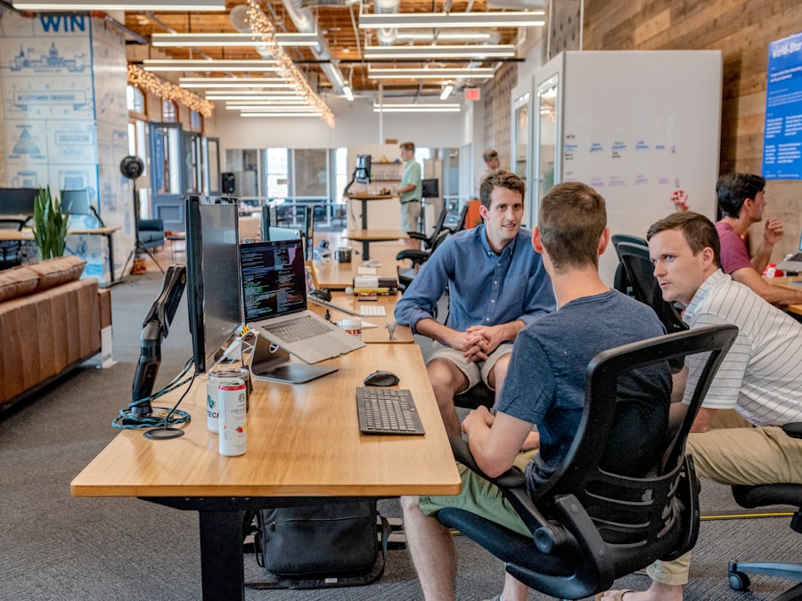 Team working at desks